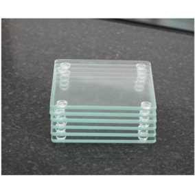 Set of 6 Clear Glass Coaster Heat Resistant 10x10