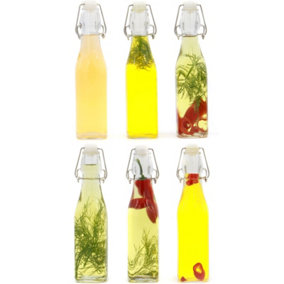 Set of 6 Clip Top Preserve Airtight Glass Kitchen Bottles 500ml - M&W