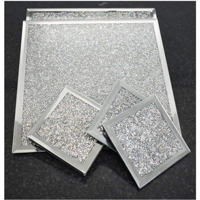 Set Of 6 Coasters 10x10 Placemats 25x25 Crystal Sparkle Rainbow Colors