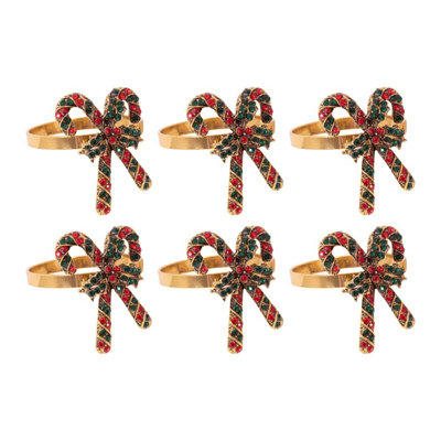 Set Of 6 Deluxe Candy Cane Napkin Rings Christmas Dinner Table ...