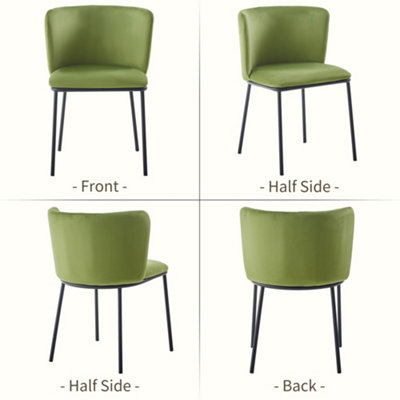 Set of 6 Dining Chairs Velvet Upholstered Kitchen Chairs with Curved Back Accent Armchairs Side Chairs Green