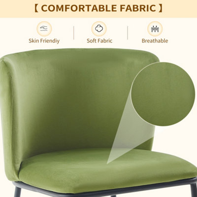 Set of 6 Dining Chairs Velvet Upholstered Kitchen Chairs with Curved Back Accent Armchairs Side Chairs Green