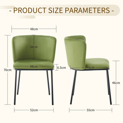 Set of 6 Dining Chairs Velvet Upholstered Kitchen Chairs with Curved Back Accent Armchairs Side Chairs Green