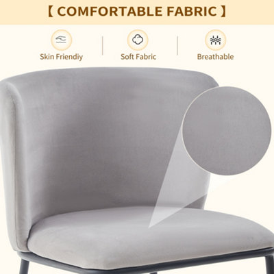 Set of 6 Dining Chairs, Velvet Upholstered Kitchen Chairs with Curved Back Accent Armchairs Side Chairs Grey