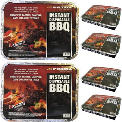 Set Of 6 Disposable BBQ Instant Grill Charcoal - Disposable Outdoor ...