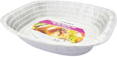 Set Of 6 Disposable Large Foil Roasting Trays Cooking Roasting & Baking Serving Storage Pot