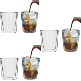 Set of 6 Double Wall Tumbler Glasses 200ml Insulated Heat-Resistant Glass 26-24