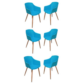 Set of 6 Eden Dining Chairs with Leather Cushions Dining Armchair Teal