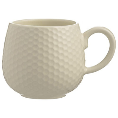 Set of 6 Embossed Honeycomb Cream Mug 350ml