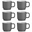 Set of 6 Embossed Line Grey Mug 355ml