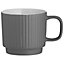 Set of 6 Embossed Line Grey Mug 355ml