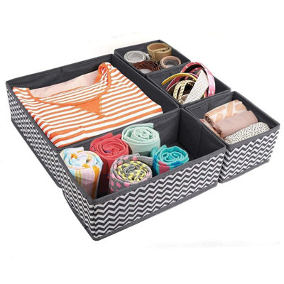 Set Of 6 Foldable Closet Storage Boxes - Wardrobe Organiser And Drawer Divider - Made With Mold-free Moisture-proof Non-woven