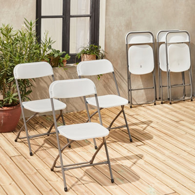 Set of 6 folding event chairs Fiesta plastic seats and metal frame