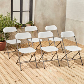 Set of 6 folding event chairs - Fiesta - plastic seats and metal frame white