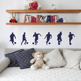 Set of 6 Footballer Wall Stickers in Colour Navy