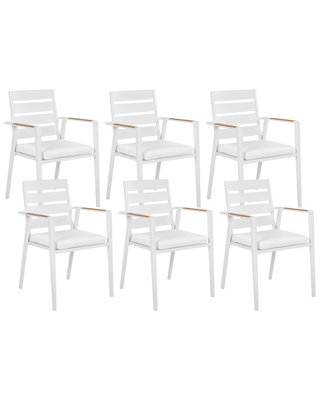 Set of 6 Garden Chairs TAVIANO Metal White