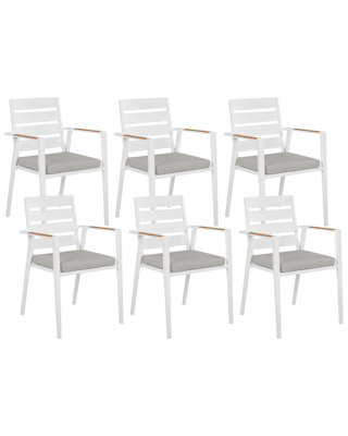 Set of 6 Garden Chairs with Cushions TAVIANO Metal Grey