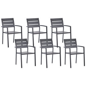 Set of 6 Garden Dining Chairs Black VERNIO