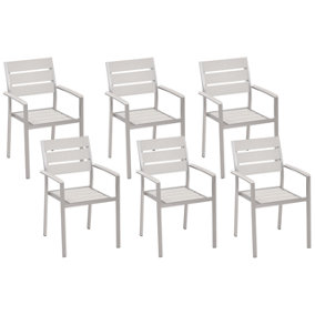 Set of 6 Garden Dining Chairs White VERNIO
