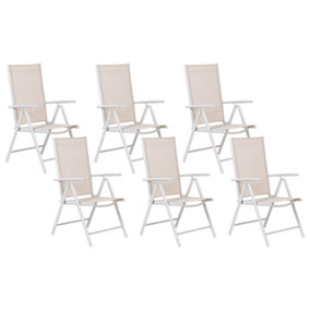 Set of 6 Garden Folding Chairs Beige CATANIA