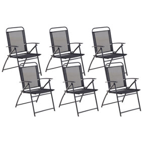 Set of 6 Garden Folding Chairs Black LIVO