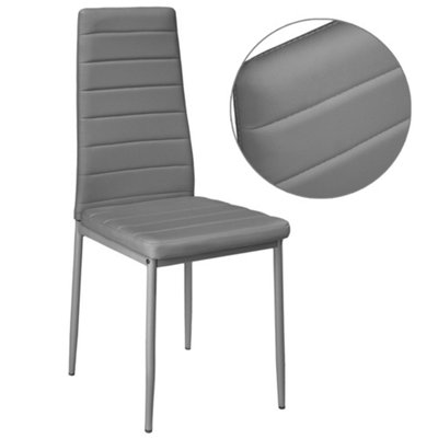 Set of 6 Grey PU Leather Dining Chairs Set Accent Chairs with Metal Legs for Kitchen Living Room