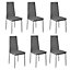 Set of 6 Grey PU Leather Dining Chairs Set Accent Chairs with Metal Legs for Kitchen Living Room