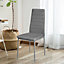 Set of 6 Grey PU Leather Dining Chairs Set Accent Chairs with Metal Legs for Kitchen Living Room