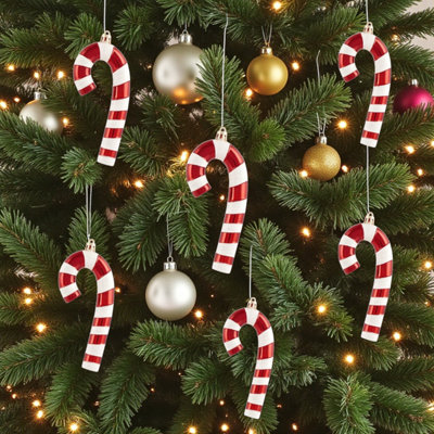 SET OF 6 HANGING CANDY CANE DECORATIONS