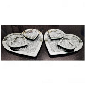 Set of 6 Heart Shaped Placemats Full Crushed Jewel Mirror