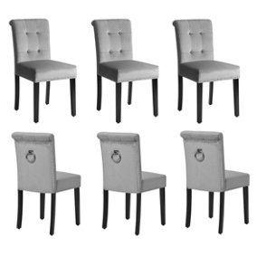 Set of 6 High Back Velvet Upholstered Kitchen Dining Chairs Office Chairs Grey
