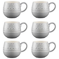 Set of 6 Impressions Grey Leaf Mug 350ml