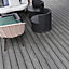 Set of 6 Interlocking Wood Grain Composite Garden Deck Tile Patio Floor Tiles Dark Grey 30cm x 60cm, 1.08m²