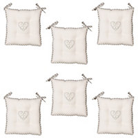 Set of 6 Love Heart Print Indoor Furniture Dining Chair Seat Pads