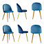 Set of 6 Lucia Velvet Dining Chairs Upholstered Dining Room Chairs, Blue