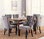 Set of 6 Lux Grey Velvet Kitchen Dining Chairs with Pull Knocker Ring Back Home Office Bedroom Chairs
