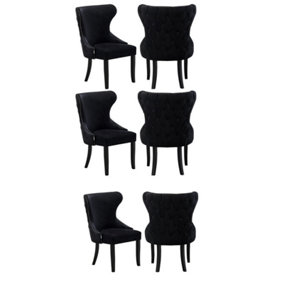 Set of 6 Mayfair Velvet Dining Chairs Upholstered Dining Room Chairs Black