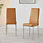 Set of 6 Milan Mustard Yellow High Back Soft Touch Diamond Pattern Faux Leather Chromed Metal Leg Dining Chairs