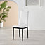 Set of 6 Milan White High Back Soft Touch Diamond Pattern Faux Leather Black Powder Coated Metal Leg Dining Chairs