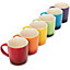 Set of 6 Multi-Coloured Stoneware Mugs Set - Coffee & Tea Cups - 11 oz / 312ml