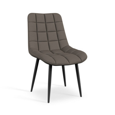 Set of 6 Nova Modern Faux Leather Dining Chair Padded Seat Metal Legs Kitchen (Grey)