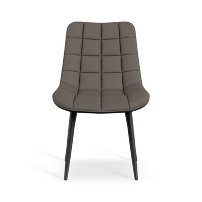 Set of 6 Nova Modern Faux Leather Dining Chair Padded Seat Metal Legs Kitchen (Grey)