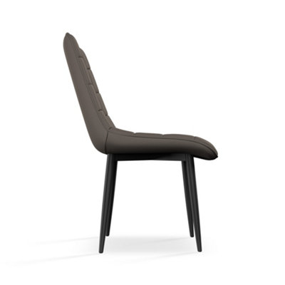 Set of 6 Nova Modern Faux Leather Dining Chair Padded Seat Metal Legs Kitchen (Grey)