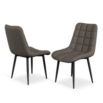 Set of 6 Nova Modern Faux Leather Dining Chair Padded Seat Metal Legs Kitchen (Grey)