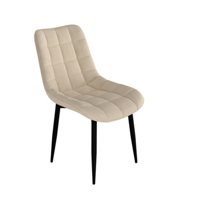 Set Of 6 Nova Modern Velvet Dining Chair Padded Seat Metal Legs Kitchen (Beige)