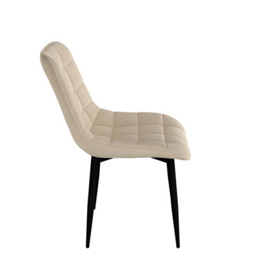 Set Of 6 Nova Modern Velvet Dining Chair Padded Seat Metal Legs Kitchen (Beige)