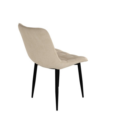 Set Of 6 Nova Modern Velvet Dining Chair Padded Seat Metal Legs Kitchen (Beige)