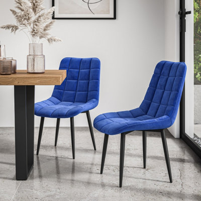 SET OF 6 NOVA MODERN VELVET DINING CHAIR PADDED SEAT METAL LEGS KITCHEN ...