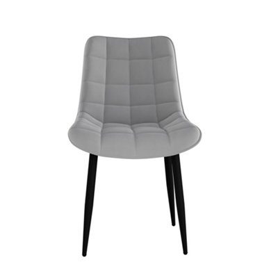 Set Of 6 Nova Modern Velvet Dining Chair Padded Seat Metal Legs Kitchen (Grey)