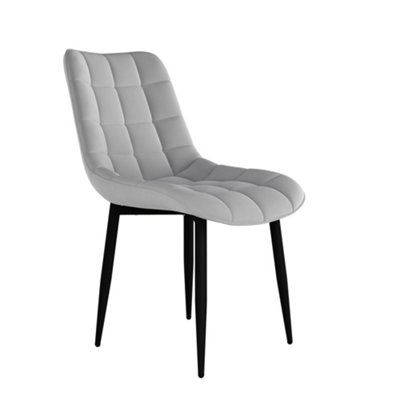 Set Of 6 Nova Modern Velvet Dining Chair Padded Seat Metal Legs Kitchen (Grey)